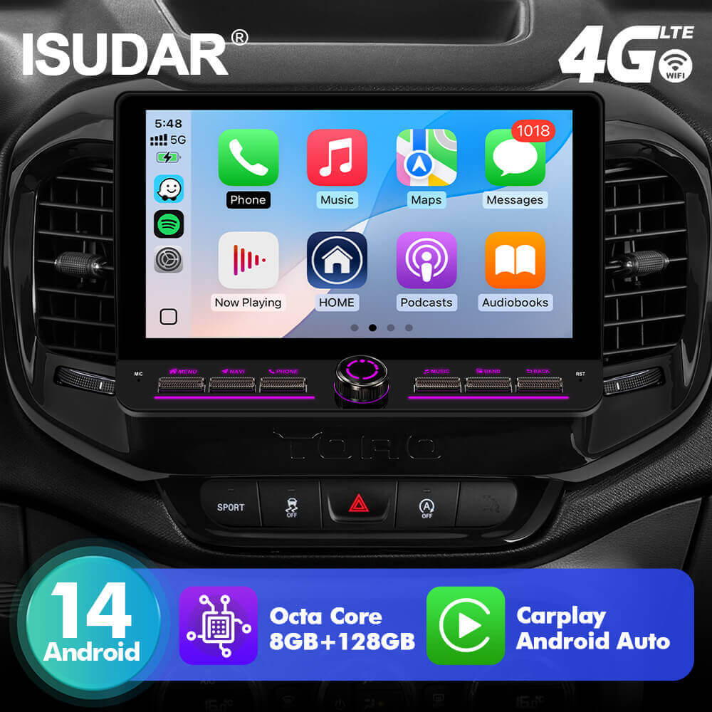 T75/T10C/T10M 10inch Android 14 Angle Key 2.0 Car Radio for Fiat Toro 2017-