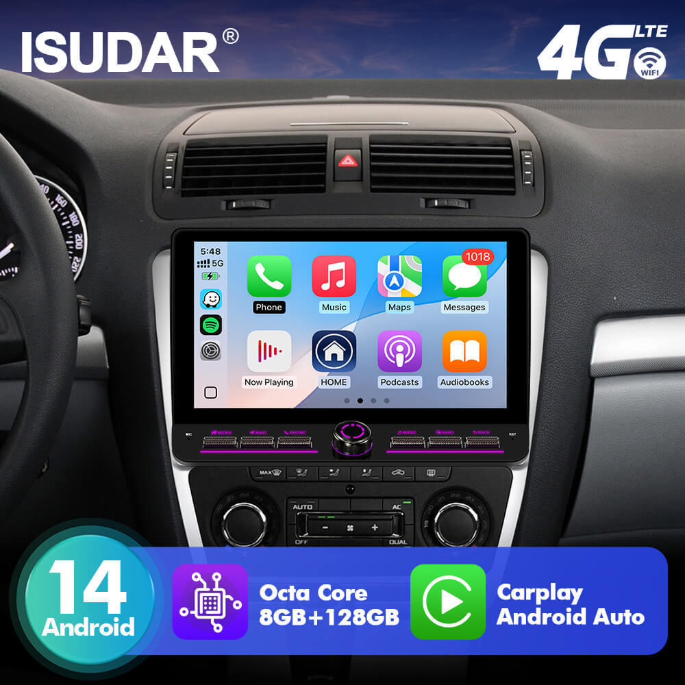 For Skoda Octavia A5 2007-2014 10inch Android 14 Button  Angle Key 2.0 Car Radio