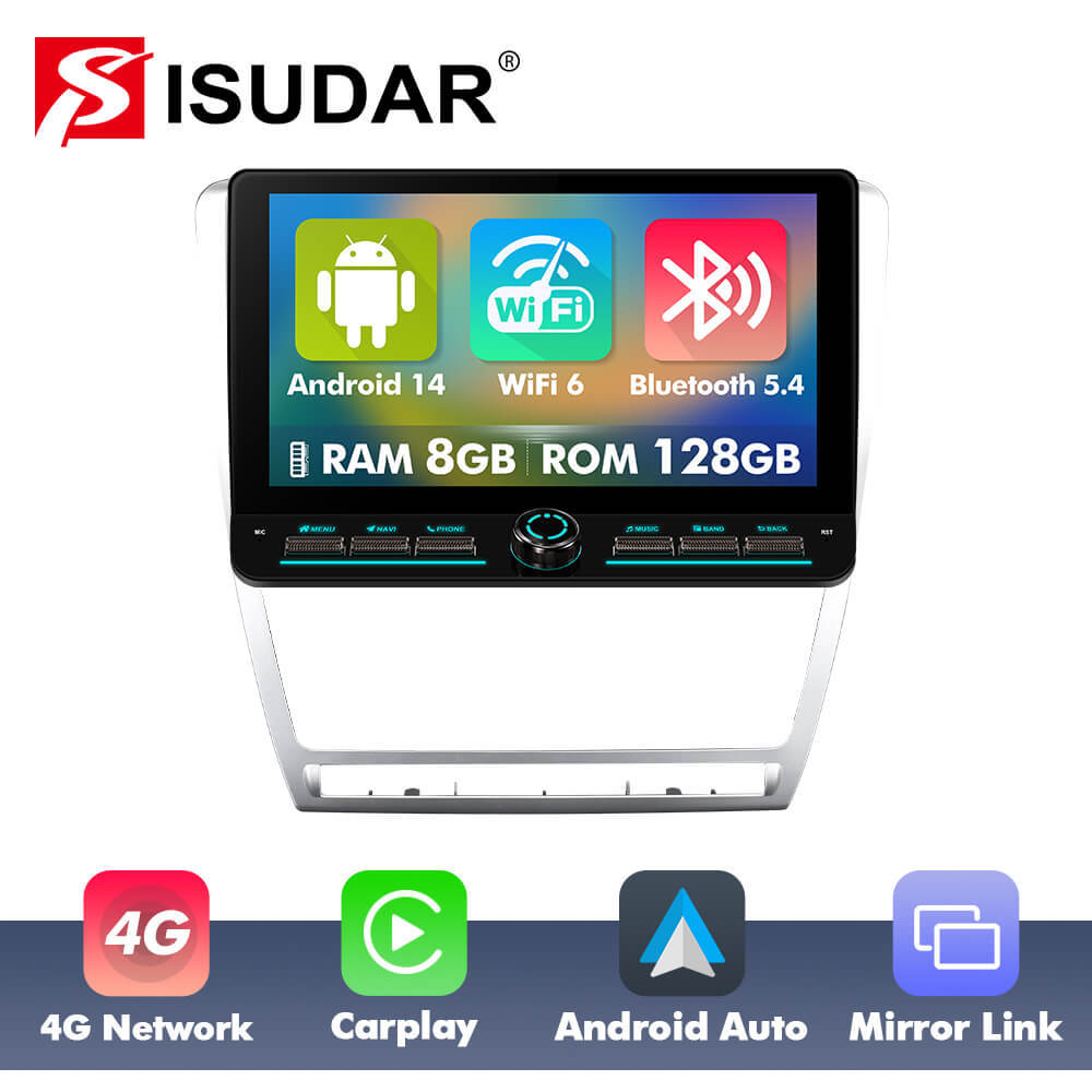 For Skoda Octavia A5 2007-2014 10inch Android 14 Button  Angle Key 2.0 Car Radio