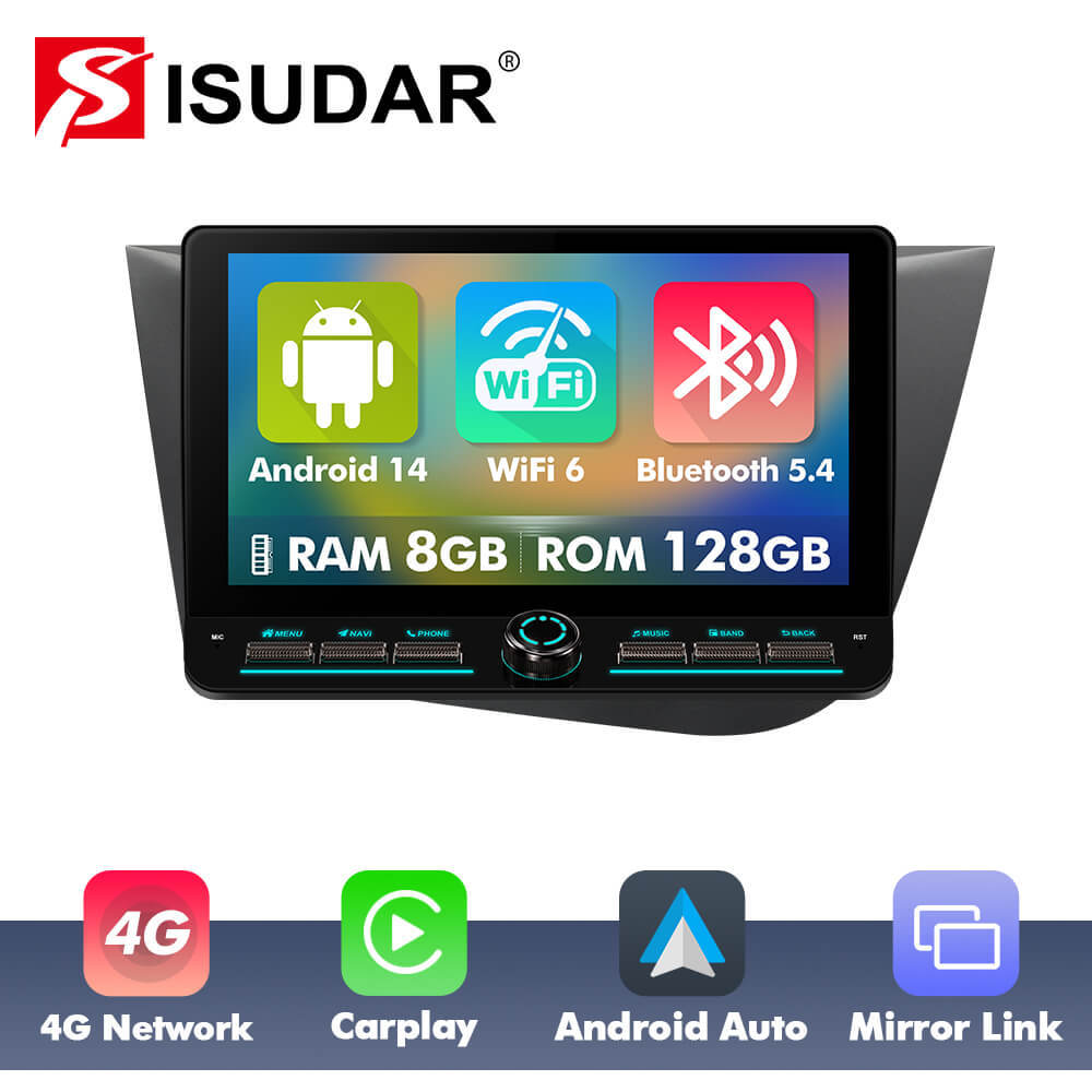 For Seat LEON 2005-2012 10inch Android 14 Color Light Button Car Radio