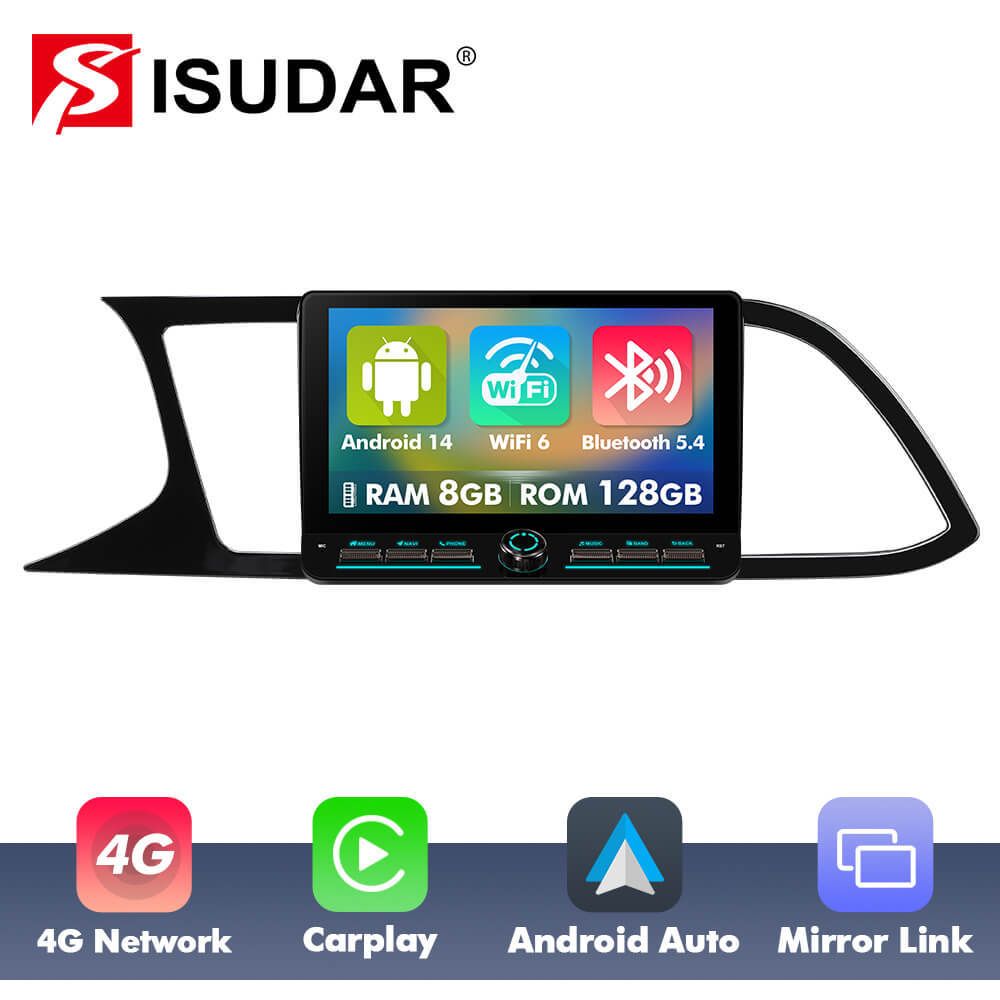 For Seat LEON 2012-2020 Androd 14 10inch Angle Key 2.0 Button Screen Car Radio
