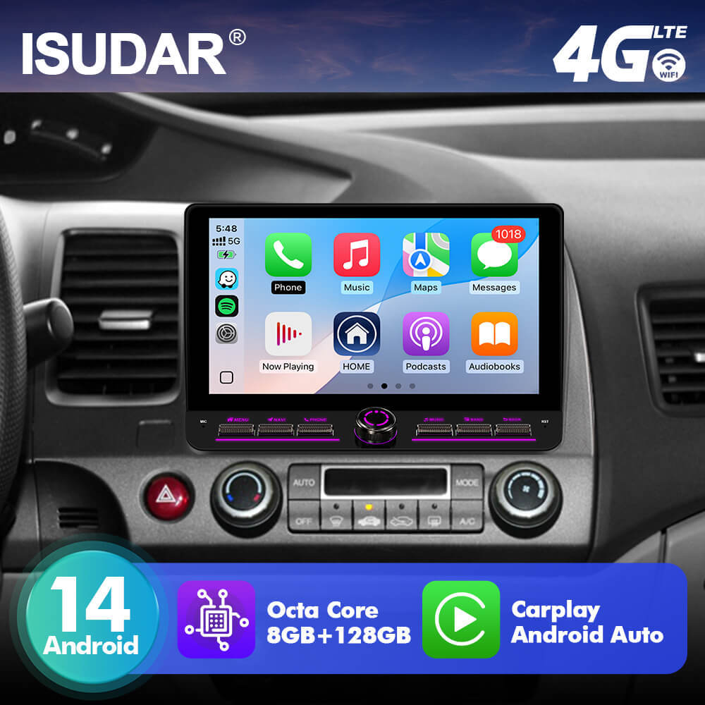 T10C/T10M/T75X For Honda Civic 2006-2012 Androd 14 10inch Angle Key 2.0 Touch Screen Car Radio