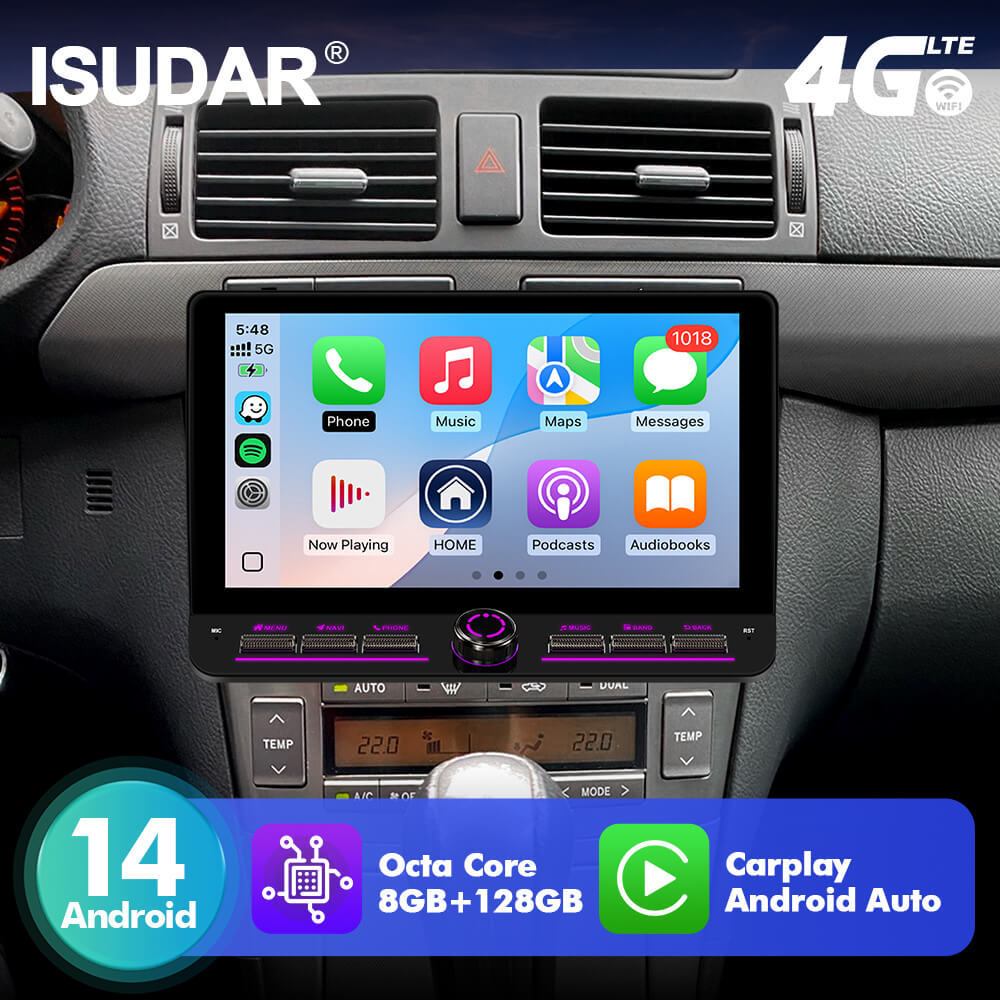 T75/T10C/T10M 10inch Android 14 Angle Key 2.0 Car Radio For Toyota Avensis 2002-2008