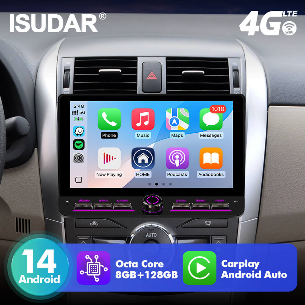 T75/T10C/T10M 10inch Android 14 Angle Key 2.0 Car Radio For Toyota Corolla E140 150 2006-2012