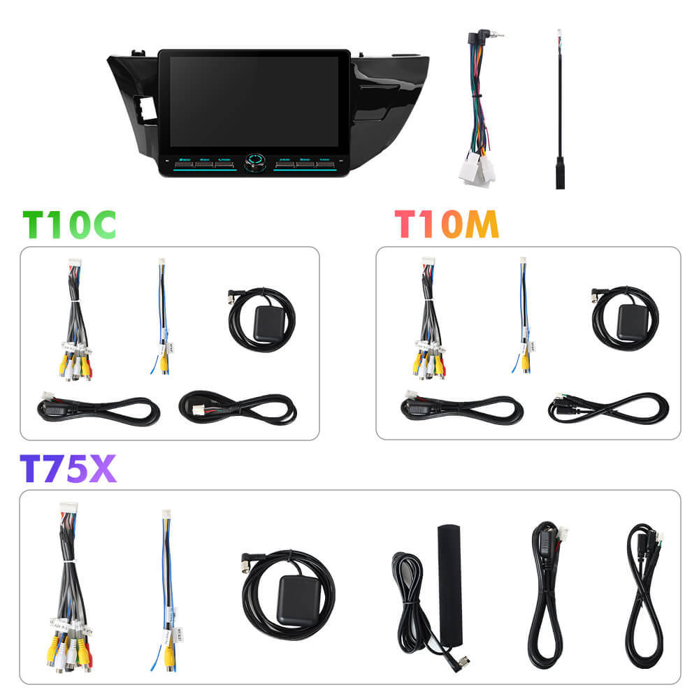 T75/T10C/T10M 10inch Android 14 Angle Key 2.0 Car Radio For Toyota Corolla 2014-2016