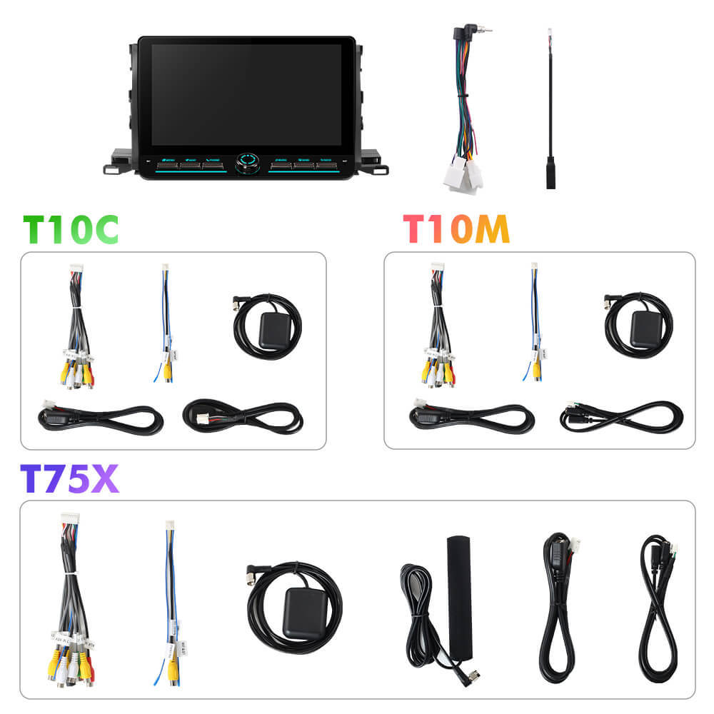 T75/T10C/T10M 10inch Android 14 Angle Key 2.0 Car Radio For Toyota Highlander 2014-2019