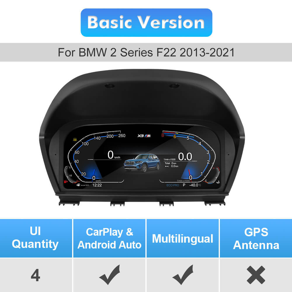 For BMW 1/2 Series X1 X2 F49/F48/F20/F52/F22 Digital Carplay HUD dashboard Instrumental Cluster Speedometer Screen