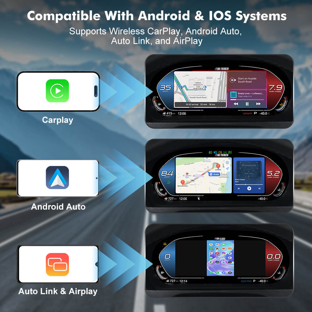 For BMW 1/2 Series X1 X2 F49/F48/F20/F52/F22 Digital Carplay HUD dashboard Instrumental Cluster Speedometer Screen