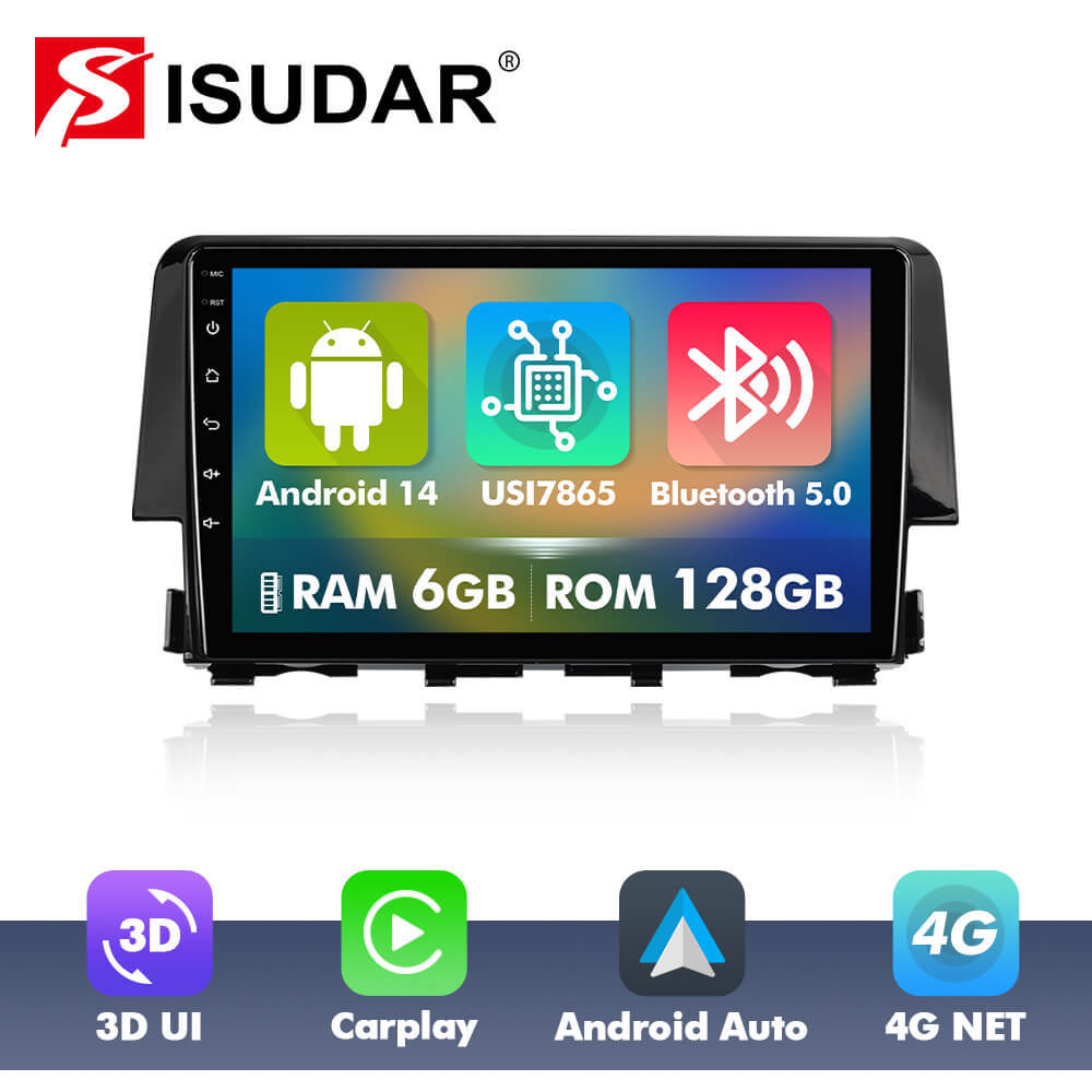 For Honda Civic 10th 2016-2020 Upgrade from T72 - T75 Android 14 UIS7865 Car Radio