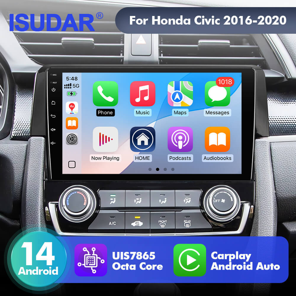 For Honda Civic 10th 2016-2020 Upgrade from T72 - T75 Android 14 UIS7865 Car Radio