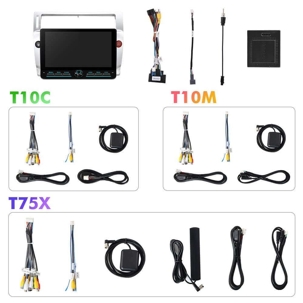 T75/T10C/T10M 10inch Android 14 Angle Key 2.0 Car Radio For Citroen C4 C-Triomphe C-Quatre 2004-2009