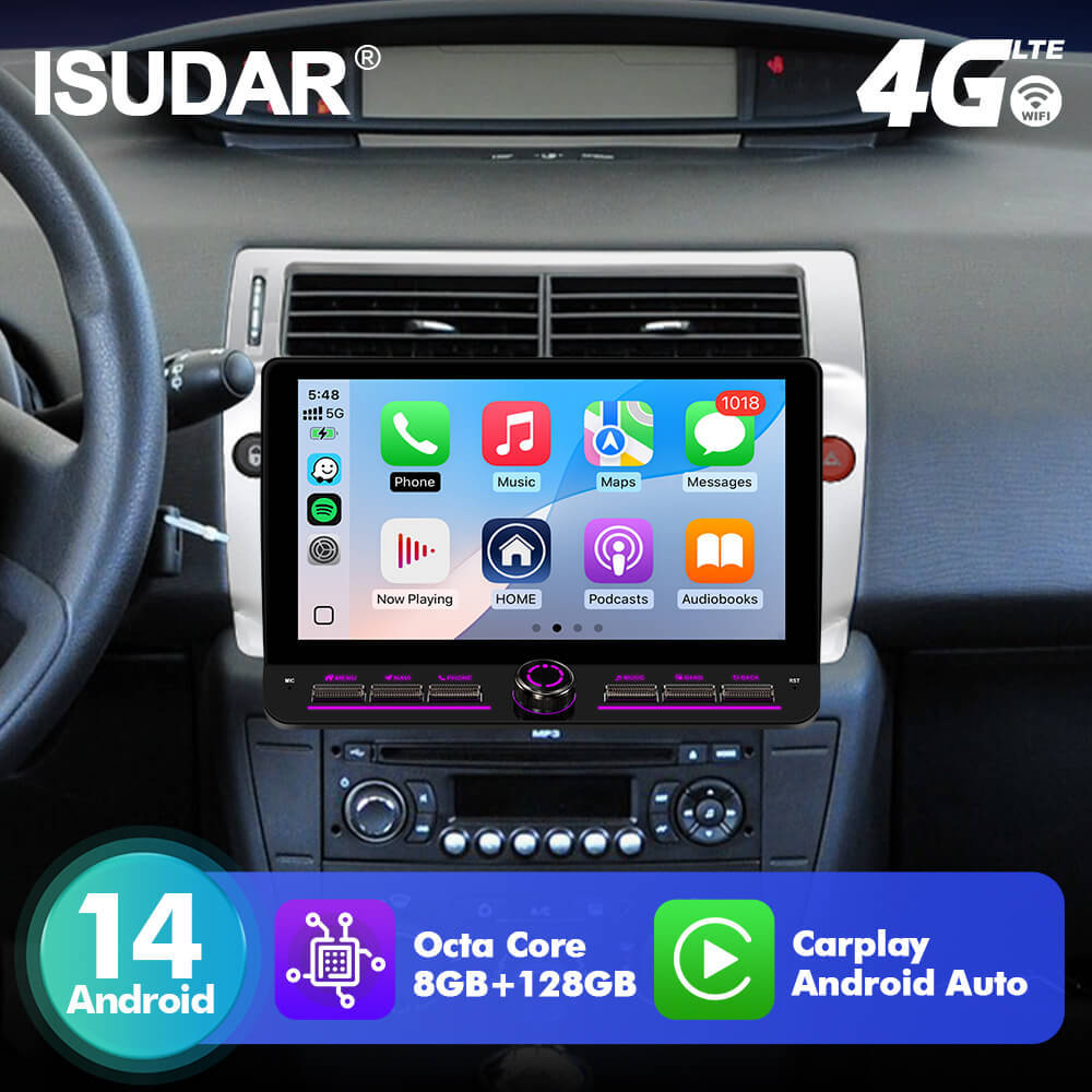T75/T10C/T10M 10inch Android 14 Angle Key 2.0 Car Radio For Citroen C4 C-Triomphe C-Quatre 2004-2009