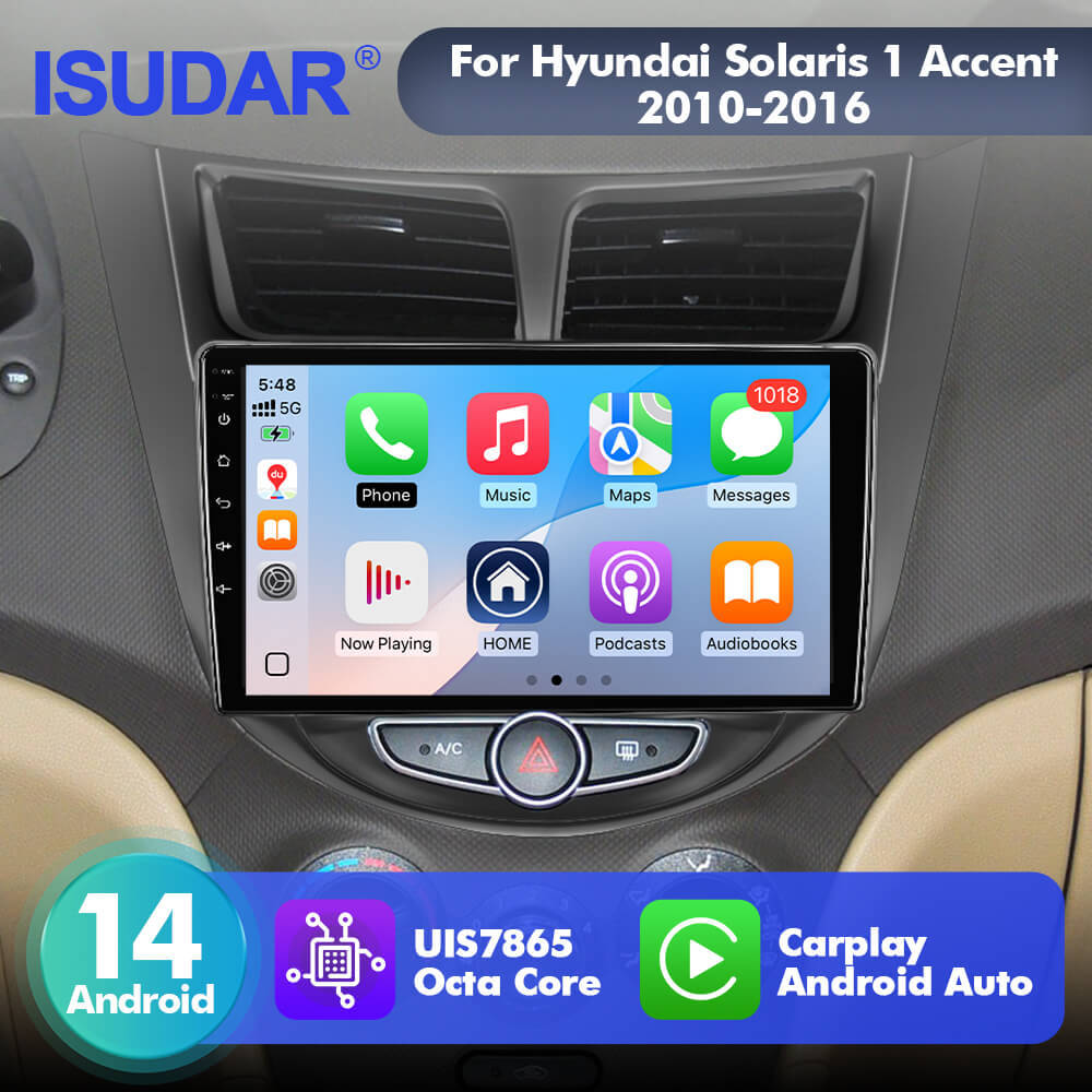 Upgrade from T72 - T75 series Android 14 UIS7865 Car Radio For Hyundai Solaris 1 Accent 2010-2016