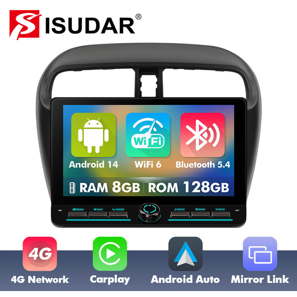 T10C/T10M/T75X For Mitsubishi Mirage 2012-2018 Androd 14 10inch Color Light Button Screen Car Radio