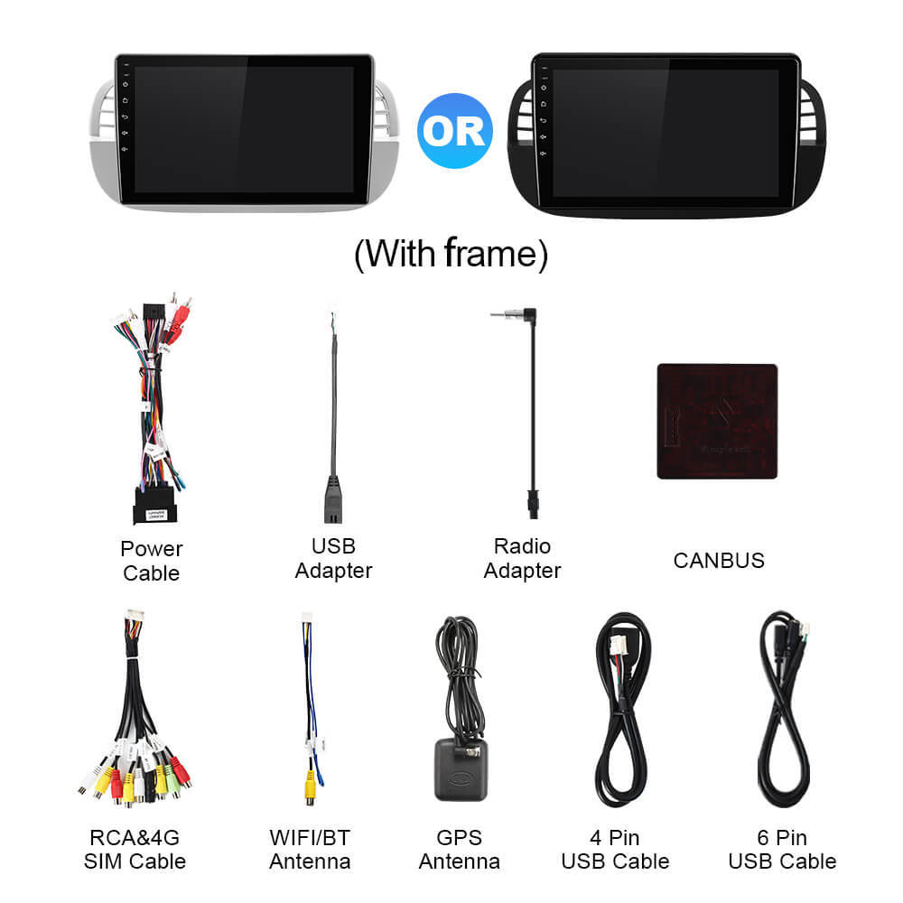 Q74X Qualcomm Android 13 Cat Stereo 9"  For Fiat 500 2007-2015