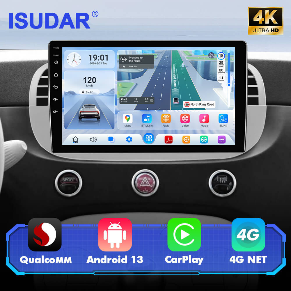 Q74X Qualcomm Android 13 Cat Stereo 9"  For Fiat 500 2007-2015