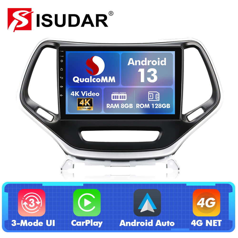 Q74X Qualcomm Android 13 Cat Stereo 10" For Cherokee 5 KL 2014-2018