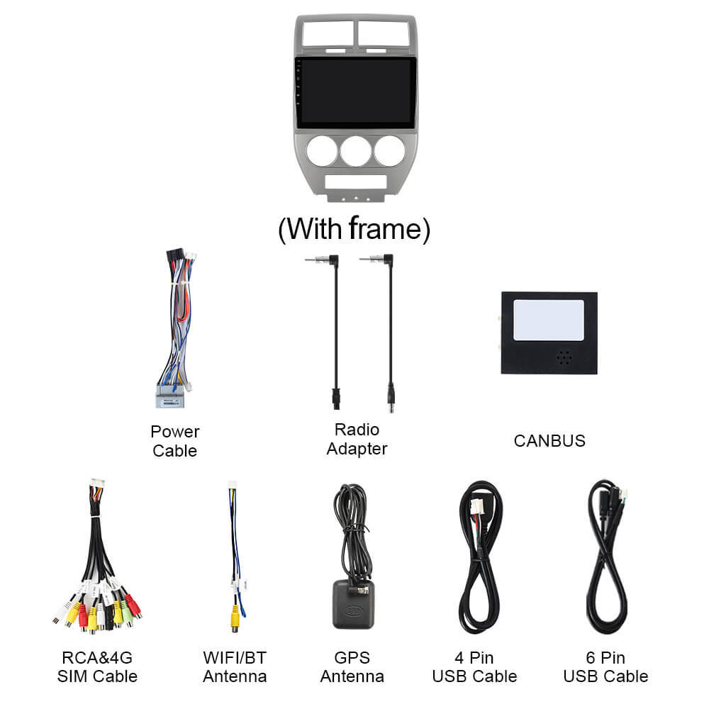 Q74X Qualcomm Android 13 Cat Stereo 10" For Compass Patriot 2007-2009