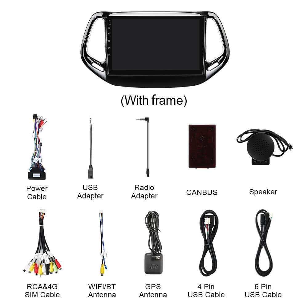 Q74X Qualcomm Android 13 Cat Stereo 10" For Jeep Compass 2 MP 2016-2019