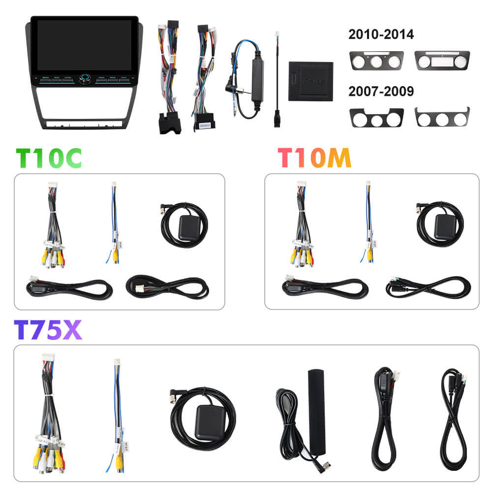 T10C/T10M/T75X For Skoda Octavia A5 2007-2014 10inch Android 14 Button  Angle Key 2.0 Car Radio