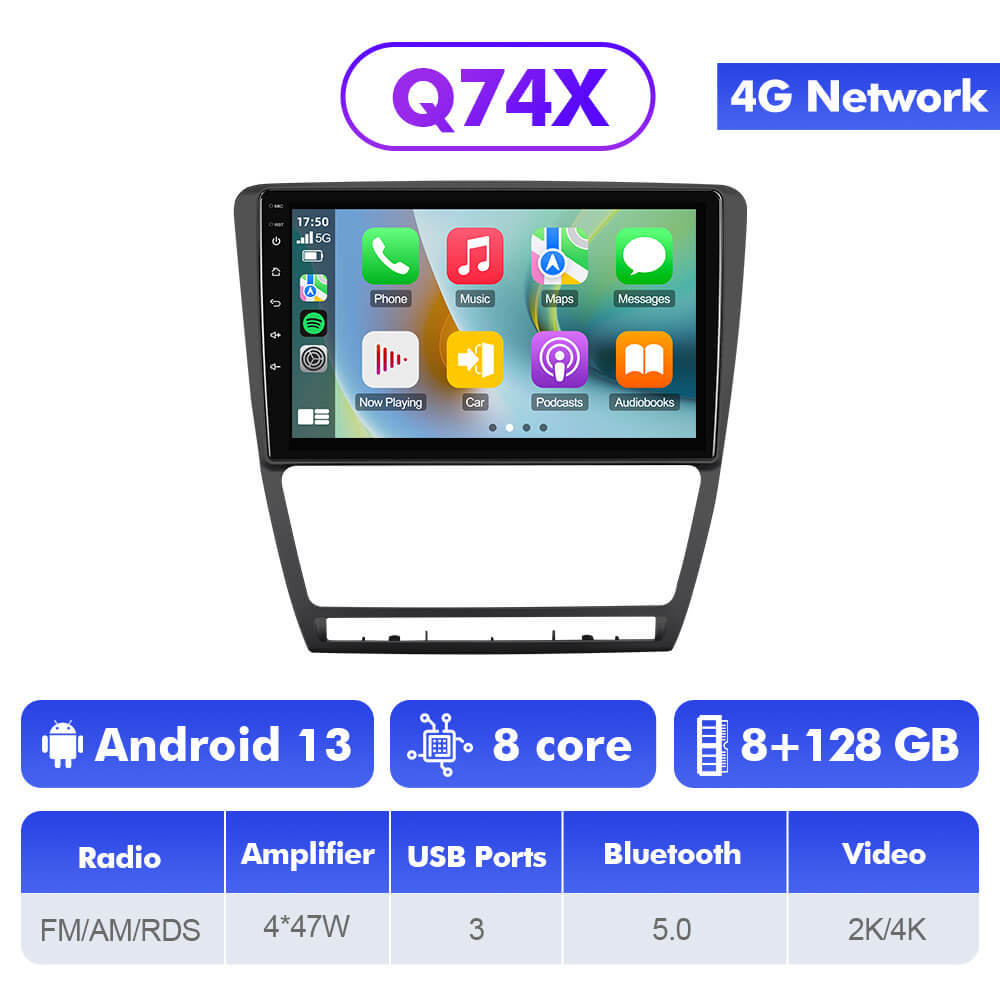 Q74 Qualcomm Android 13 For Skoda Octavia A5 2007-2014 10" Car Radio
