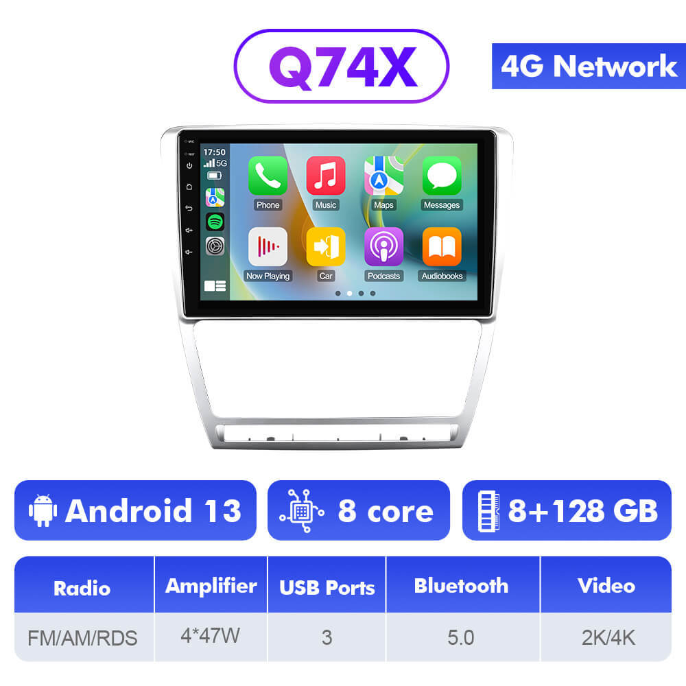 Q74 Qualcomm Android 13 For Skoda Octavia A5 2007-2014 10" Car Radio