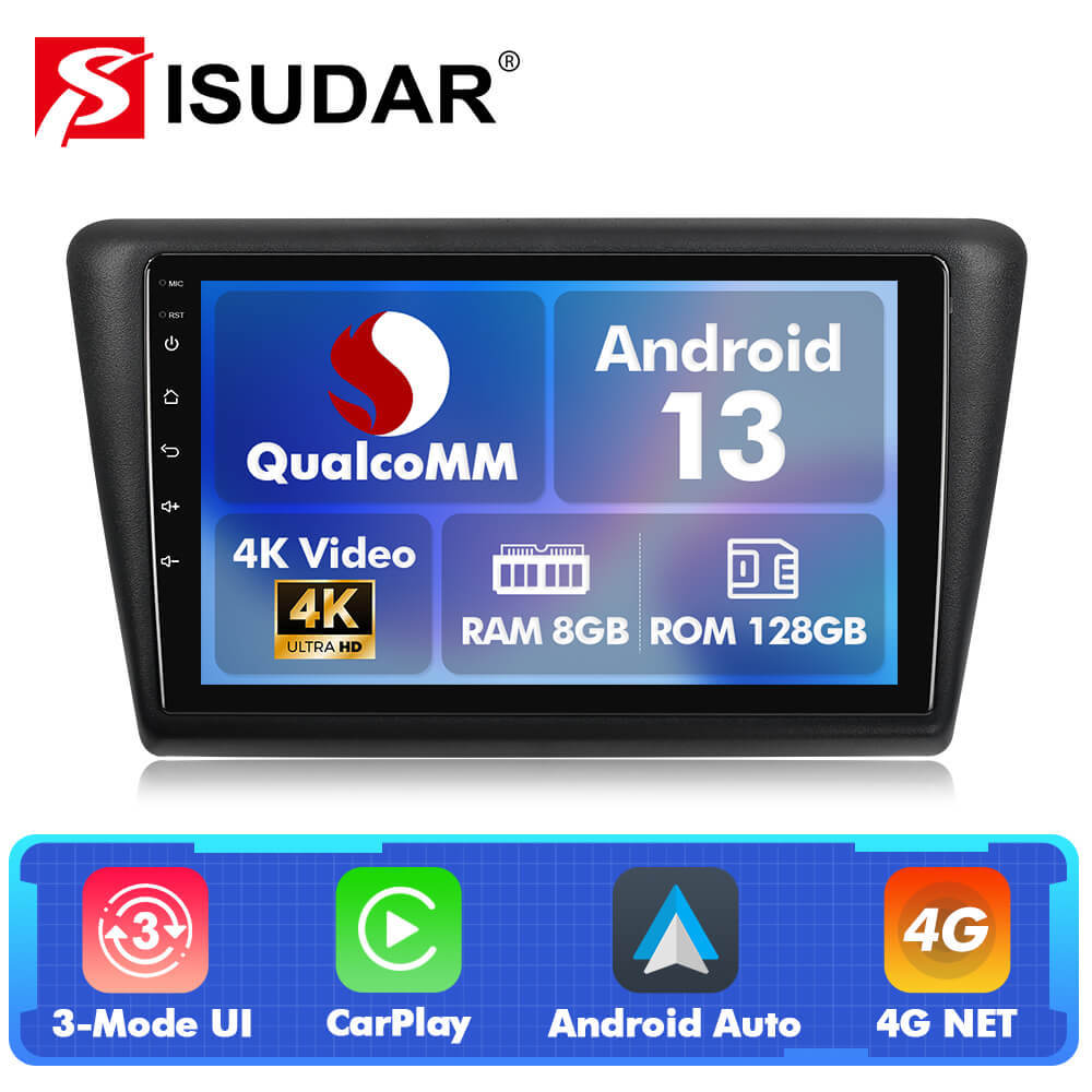 Q74 Qualcomm Android 13 For Skoda Rapid 2013-2019 10" Car Radio