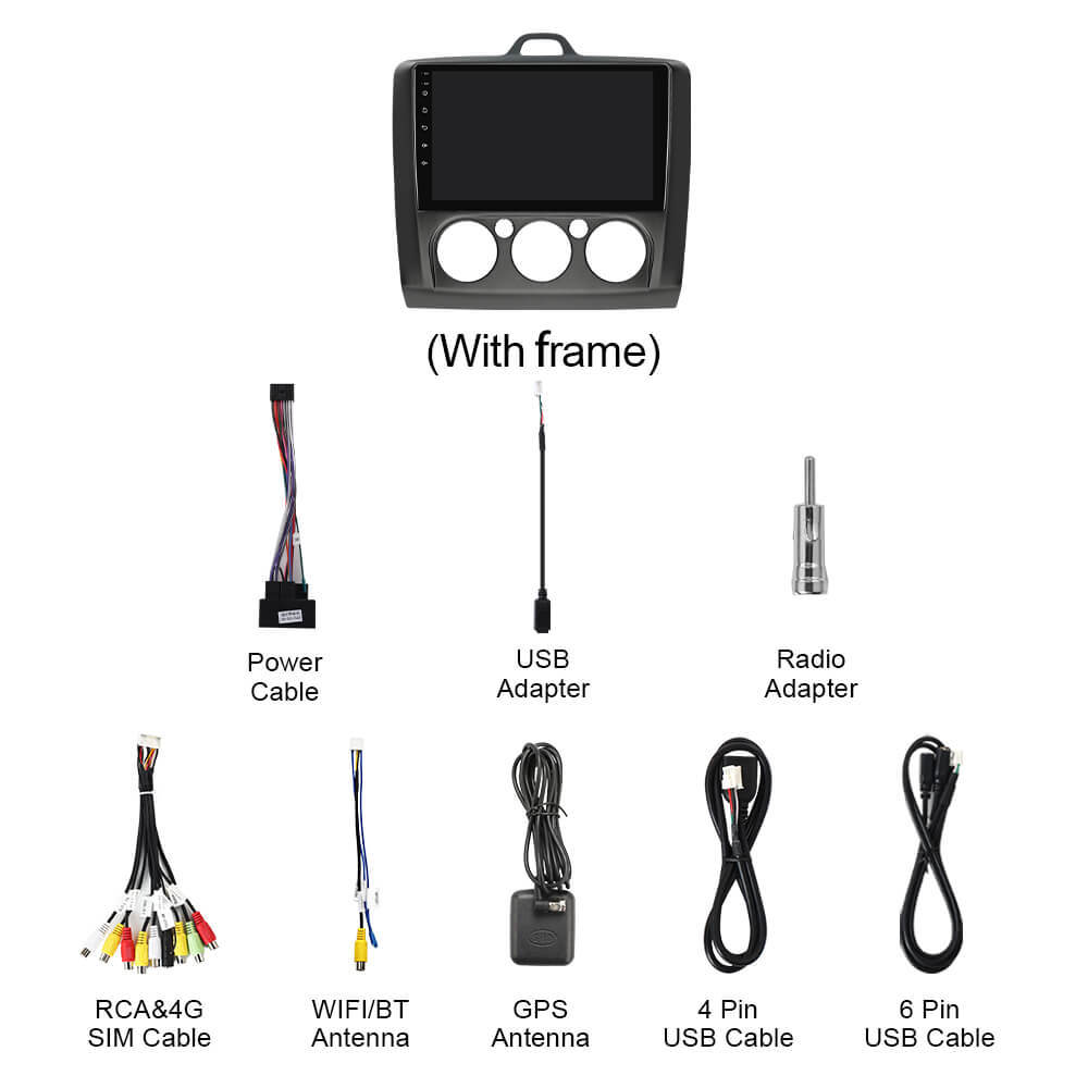 Q74 Qualcomm Android 13 For Ford Focus 2 Mk 2 2004-2011 9" Car Radio - Manual AC