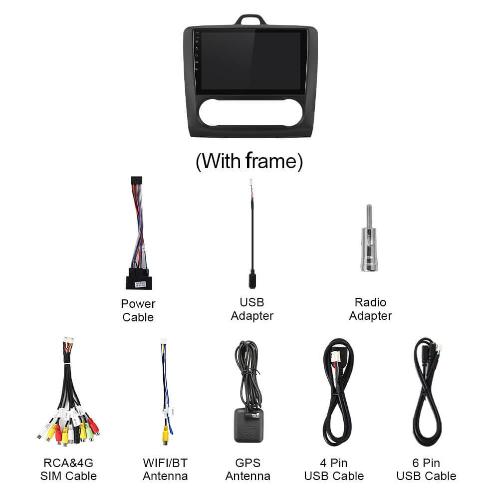 Q74 Qualcomm Android 13 For Ford Focus 2 Mk 2 2004-2011 9" Car Radio - Auto AC