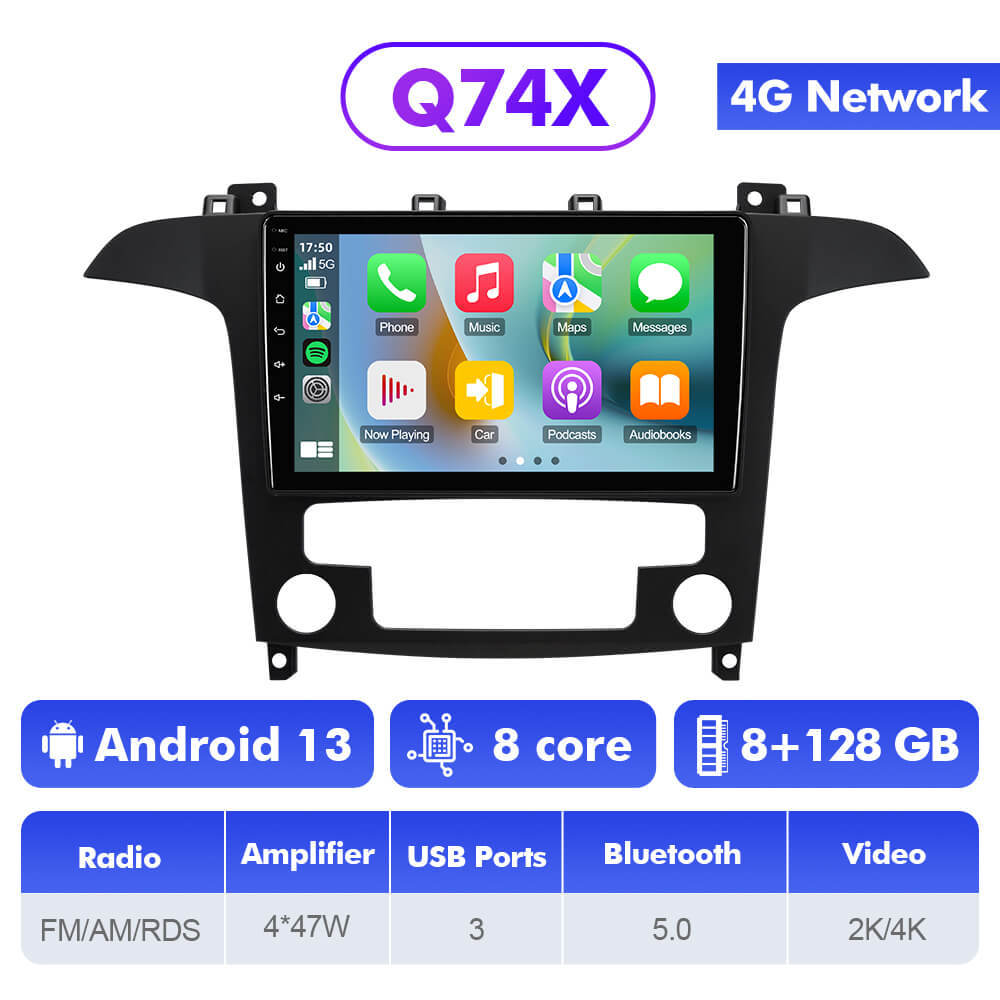 Q74 Qualcomm Android 13 For Ford S-Max S Max 2006-2015 9" Car Radio