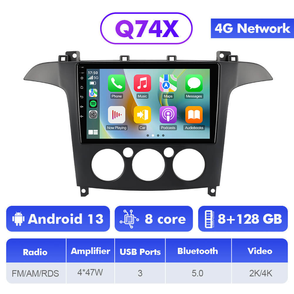 Q74 Qualcomm Android 13 For Ford S-Max S Max 2006-2015 9" Car Radio