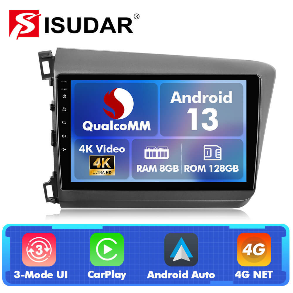 Q74 Qualcomm Android 13 For Honda Civic 2012-2015  9" Car Radio