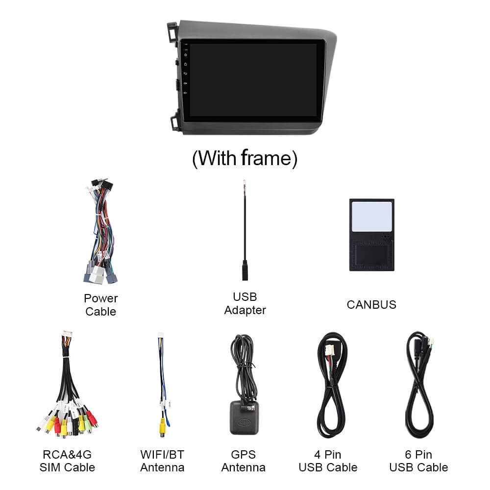 Q74 Qualcomm Android 13 For Honda Civic 2012-2015  9" Car Radio