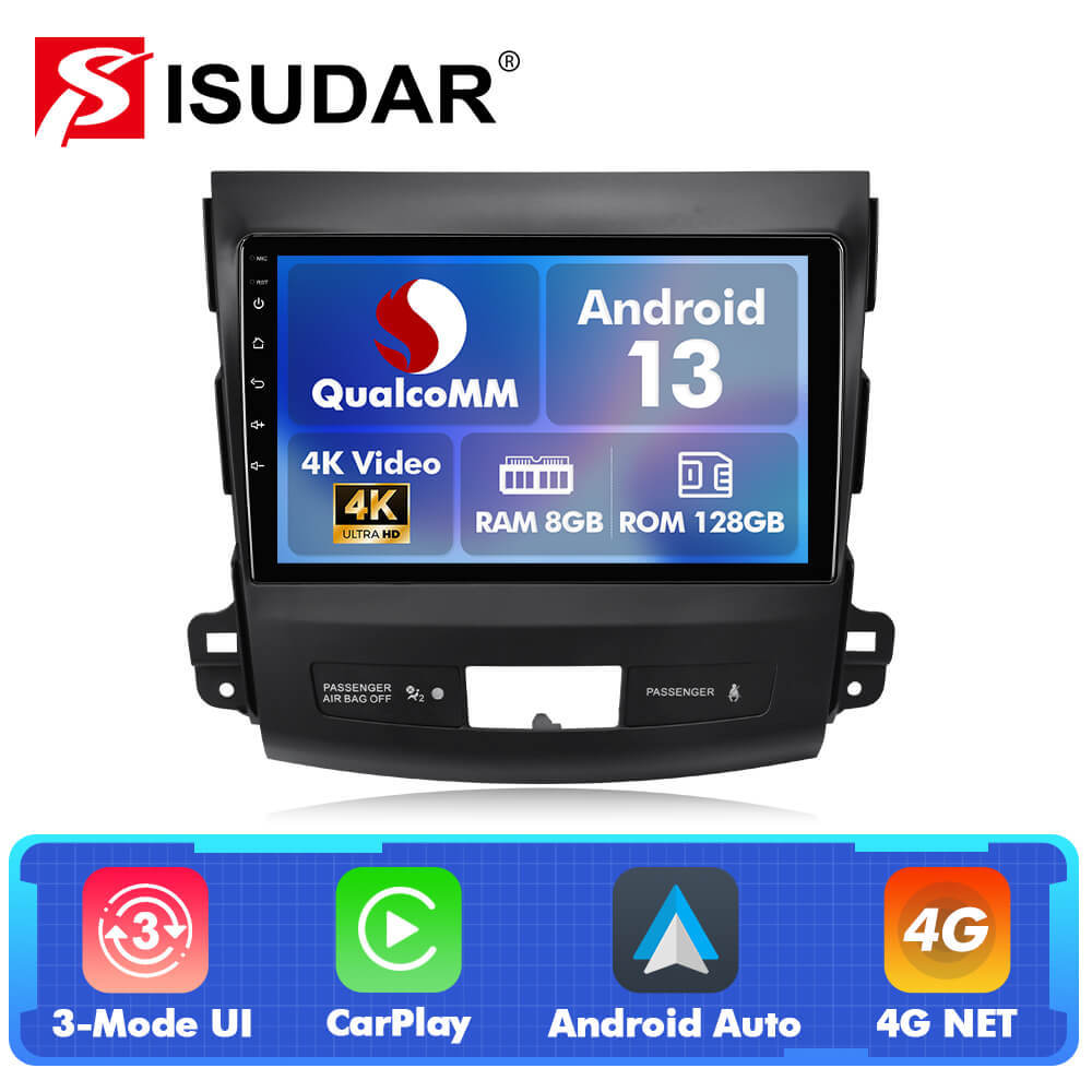 For MITSUBISHI OUTLANDER 2007-2012 Q74 Qualcomm Android 13 9" Car Radio