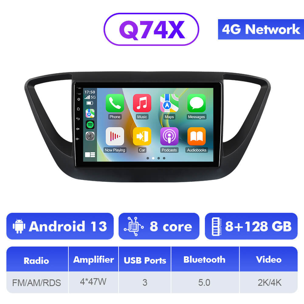 For Hyundai Solaris 2 2017-2020 Q74 Qualcomm Android 13 9" Car Radio