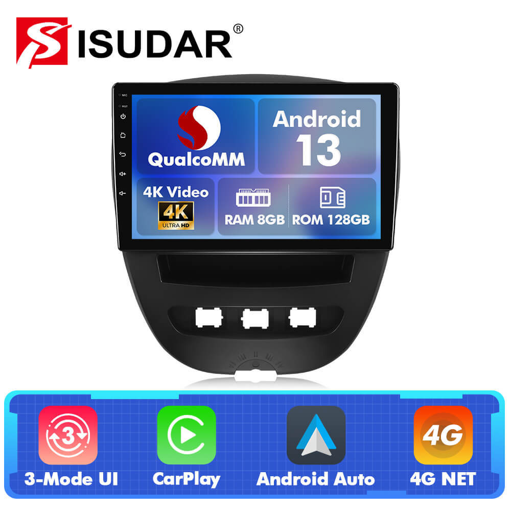 Q74 Qualcomm Android 13 10" Car Radio For Peugeot 107/Toyota Aygo/Citroen C1 2005-2014