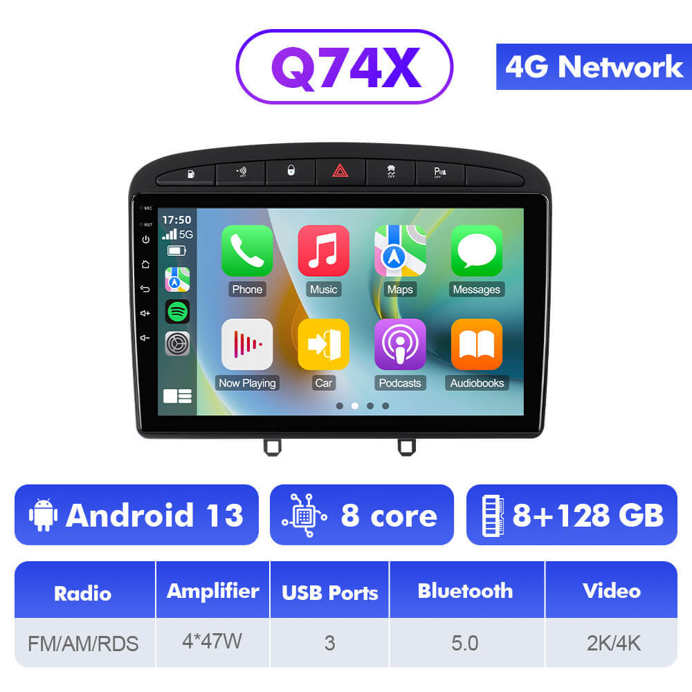 Q74 Qualcomm Android 13 9" Car Radio For Peugeot 408 2012-2020/308 T7 2007-2015