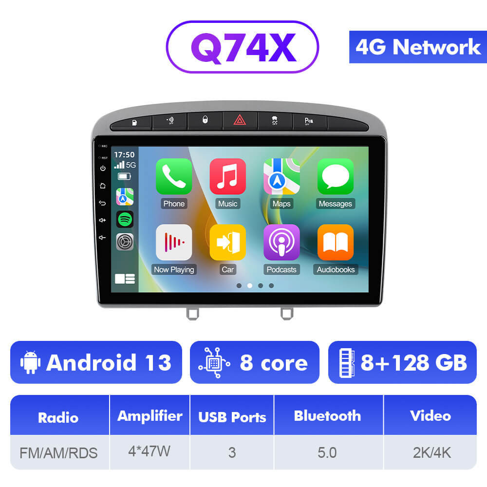Q74 Qualcomm Android 13 9" Car Radio For Peugeot 408 2012-2020/308 T7 2007-2015
