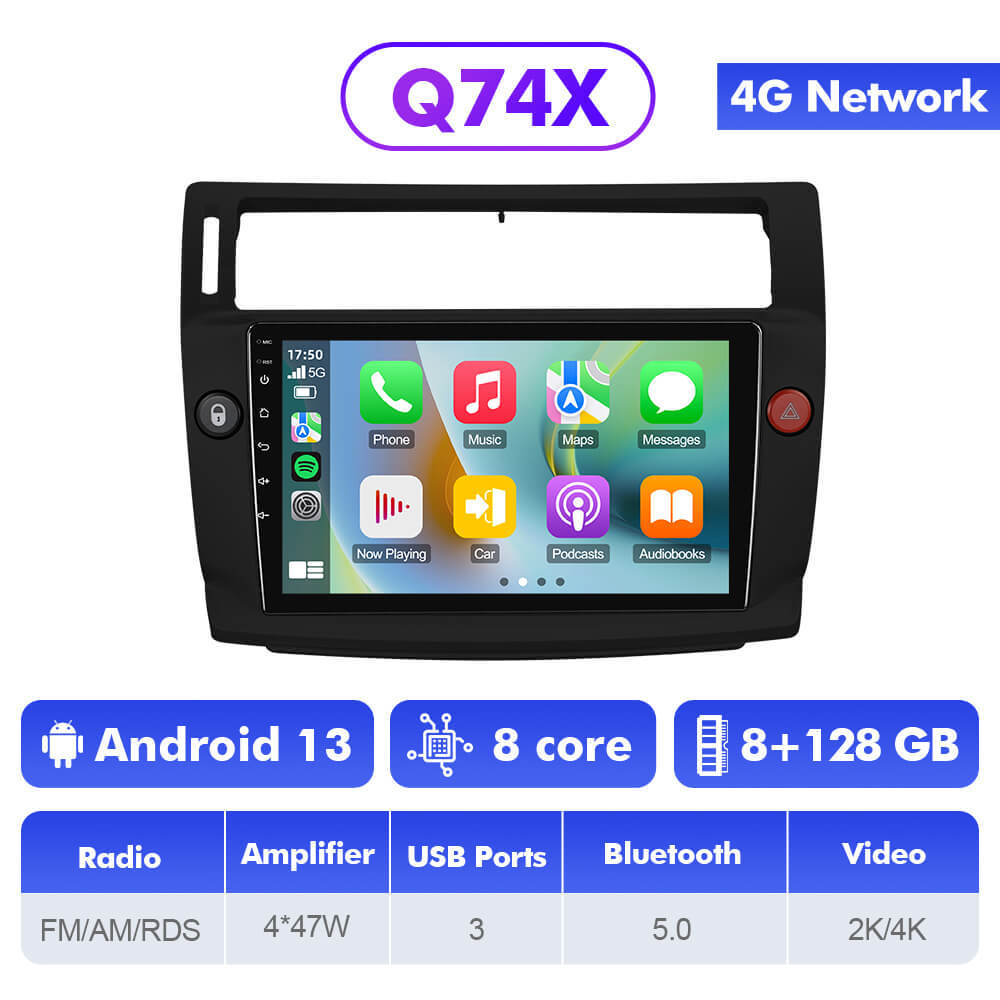 Q74 Qualcomm Android 13 9" Car Radio For Citroen C4 C-Triomphe C-Quatre 2004-2009