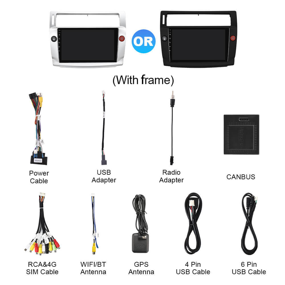 Q74 Qualcomm Android 13 9" Car Radio For Citroen C4 C-Triomphe C-Quatre 2004-2009