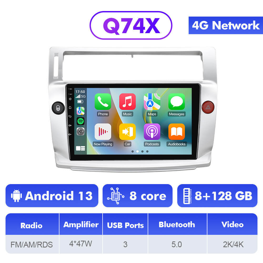Q74 Qualcomm Android 13 9" Car Radio For Citroen C4 C-Triomphe C-Quatre 2004-2009