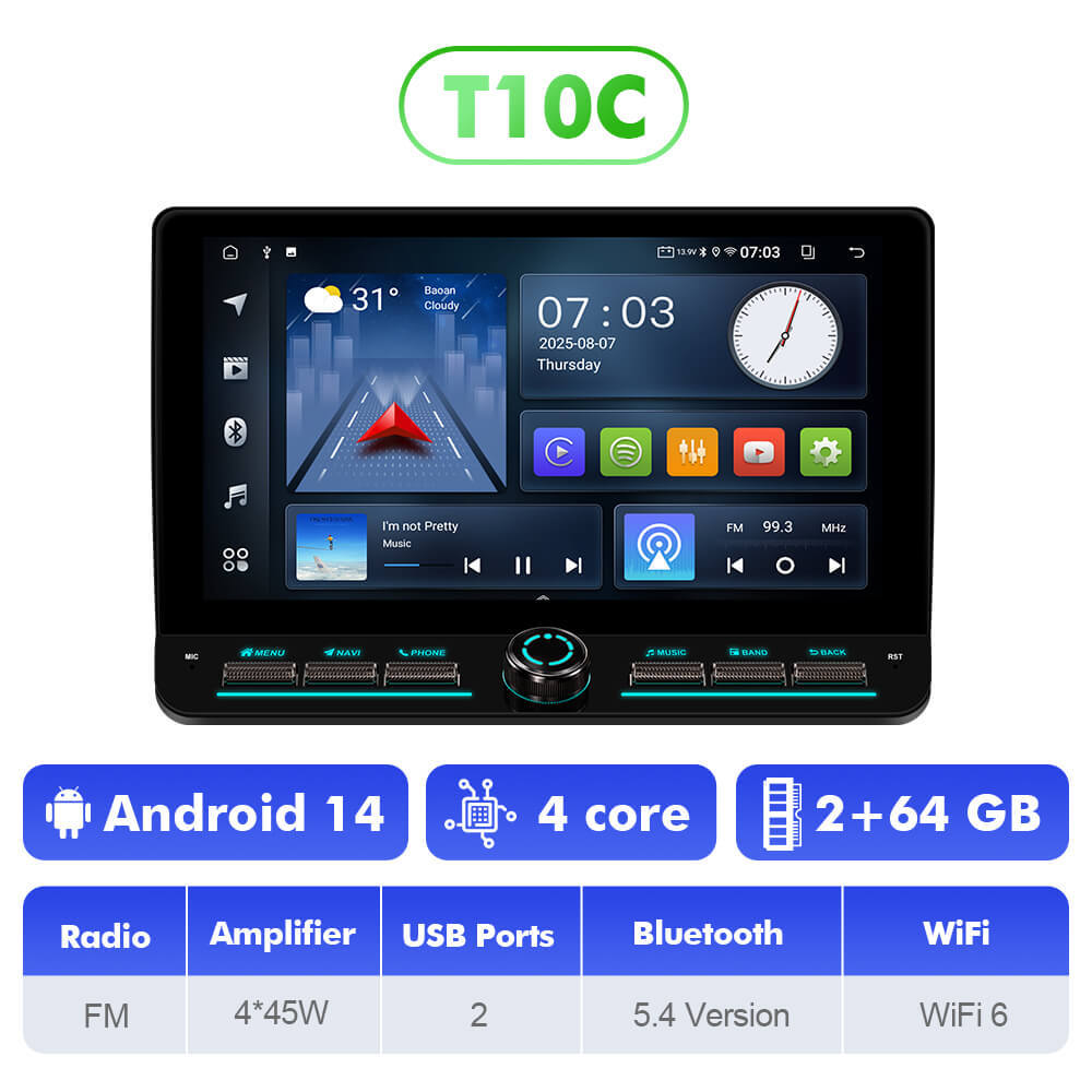T10C/T10M/T75X 10" Android 14 New Design Button Car Radio For Jeep Cherokee 5 KL 2014-2018