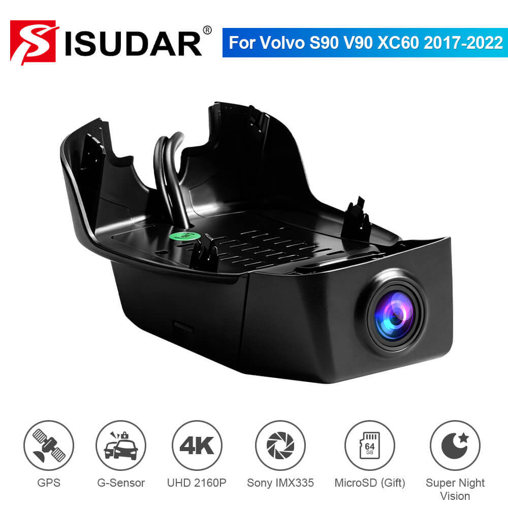 ISUDAR 2026 OEM Hidden DVR | 4K UHD | Sony Sensor | WiFi App | For Volvo S90/V90/XC60 2018-2021