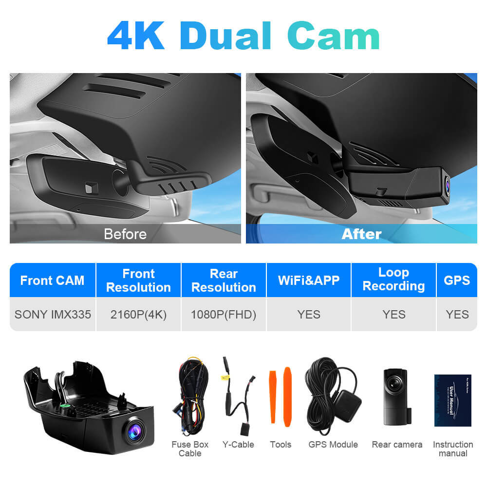 ISUDAR 2026 OEM Hidden DVR | 4K UHD | Sony Sensor | WiFi App | For Volvo S90/V90/XC60 2017-2022