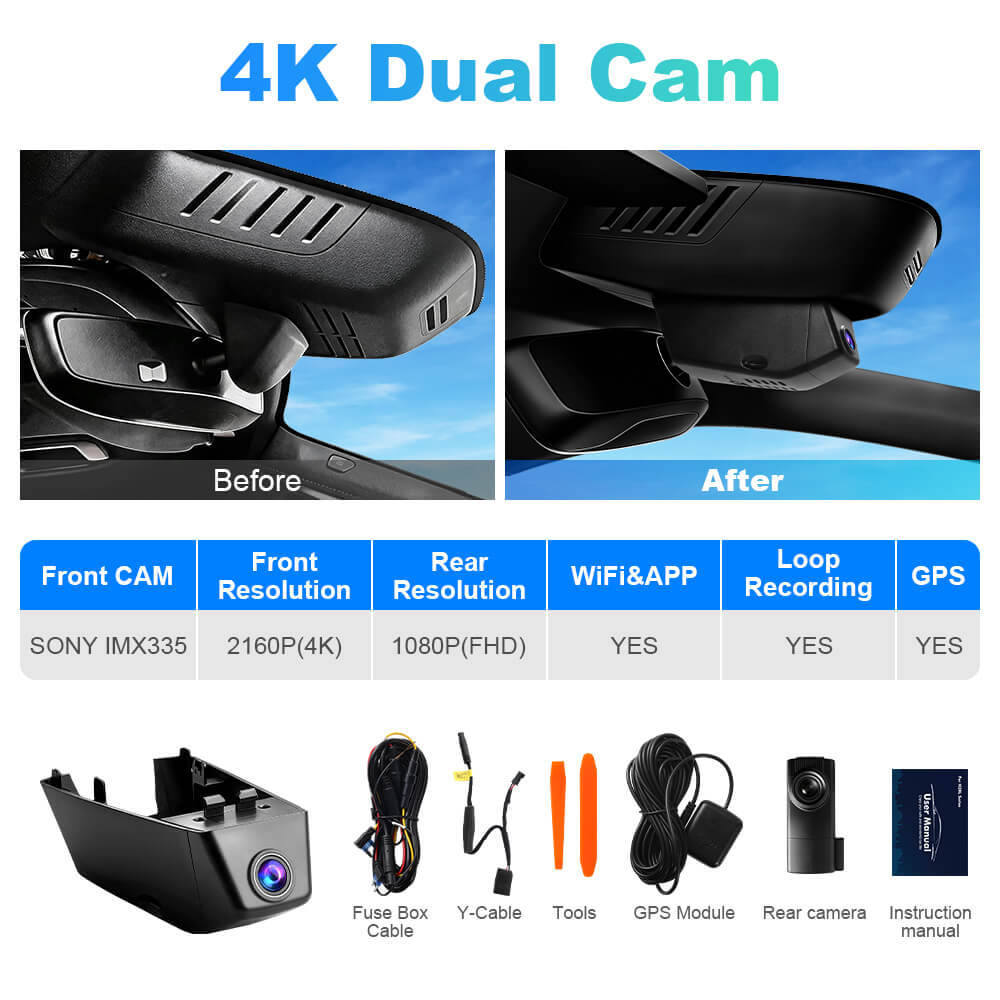 ISUDAR 2026 OEM Hidden DVR | 4K UHD | Sony Sensor | WiFi App | Volvo XC40 2023-2026 & XC40 Recharge 2021-2024