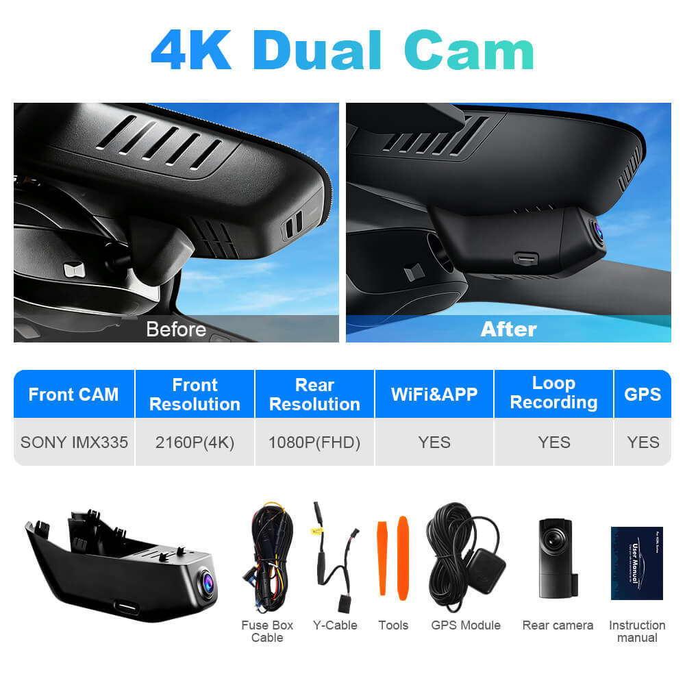 ISUDAR 2026 OEM Dash Cam | 4K UHD | Sony Sensor | WiFi App | For Volvo C40 Recharge EC40 2022-2025
