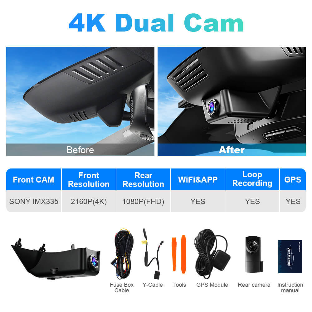ISUDAR 2026 OEM Dash Cam | 4K UHD | Sony Sensor | WiFi App | For Volvo Polestar 2 2020-2024