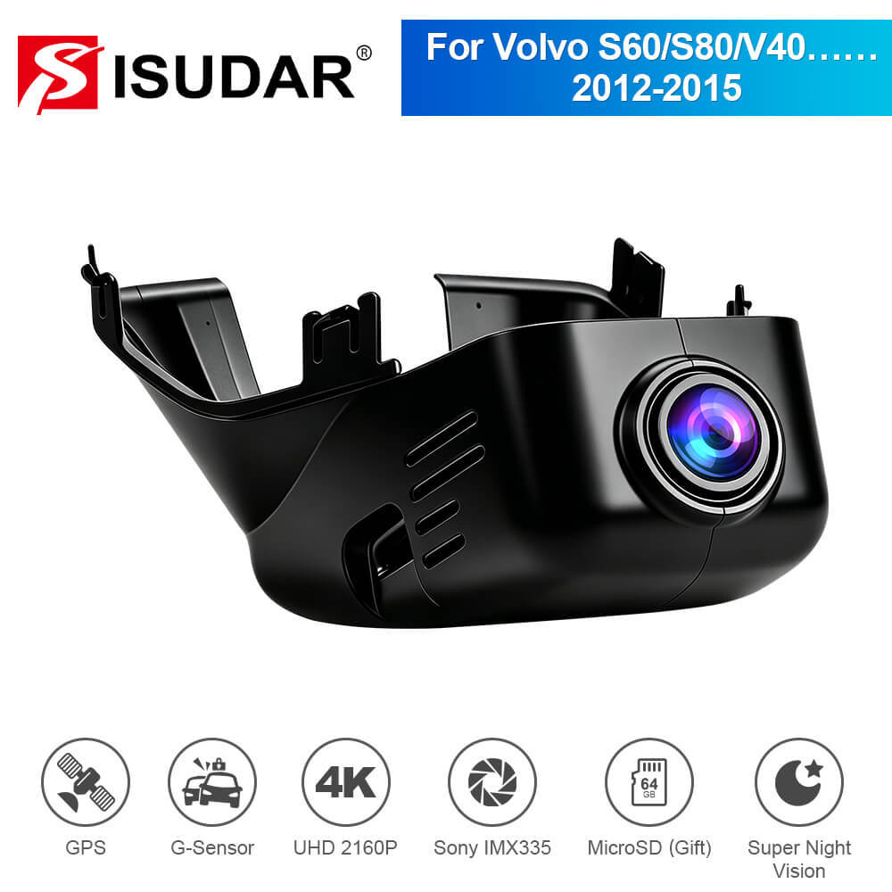 ISUDAR 2026 OEM Dash Cam | 4K UHD | Sony Sensor | WiFi App | For Volvo S60/S80/V40/V50/V60/V70/ XC40/XC60/XC70/XC90 2012-2015