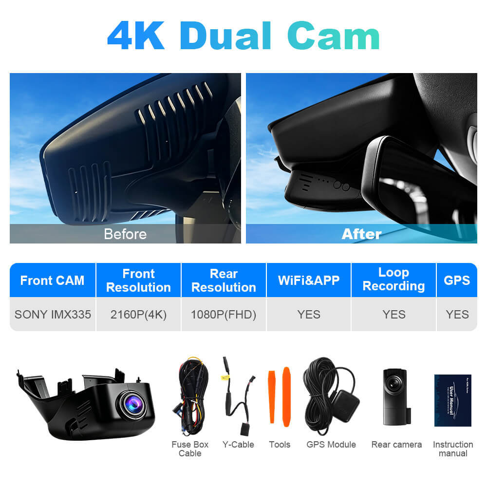 ISUDAR 2026 OEM Dash Cam | 4K UHD | Sony Sensor | WiFi App | For Volvo S60/S80/V40/V50/V60/V70/ XC40/XC60/XC70/XC90 2012-2015