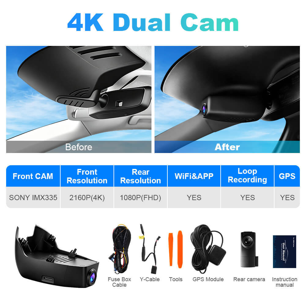 ISUDAR 2026 OEM Dash Cam | 4K UHD | Sony Sensor | WiFi App | For Volvo S60/V60/T5/T6/T8/B5 2019-2022